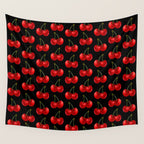 Y2K Cherries - Black Pattern Large Wall Tapestry Gallery Image 4