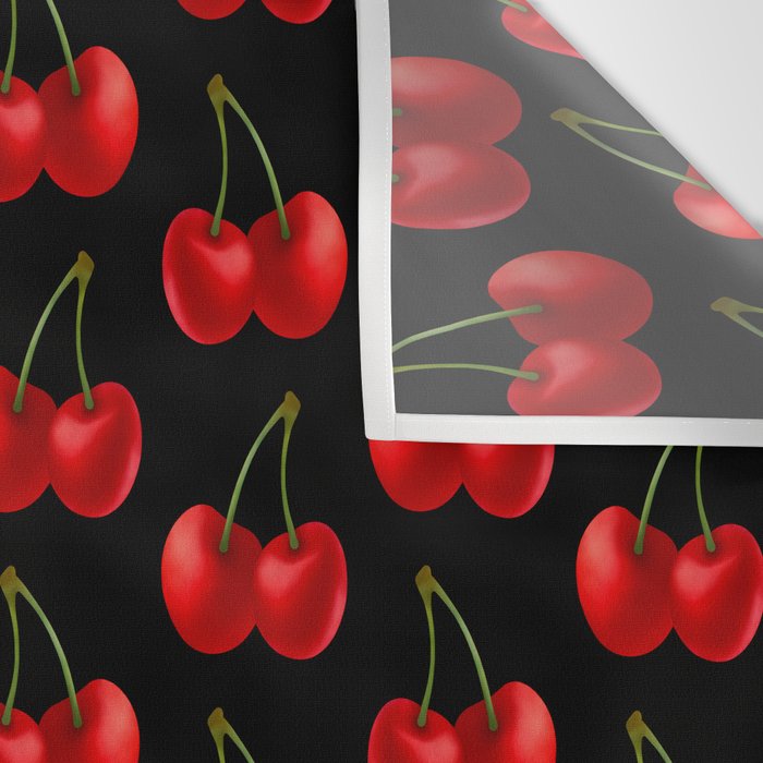Y2K Cherries - Black Pattern Large Wall Tapestry Gallery Image 3