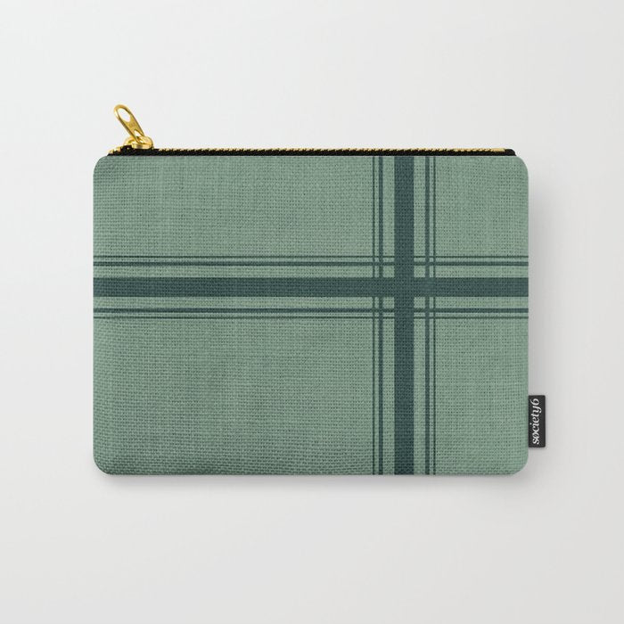 Minimal Plaid in Green Carry All Pouch Gallery Image 1