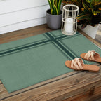 Minimal Plaid in Green Outdoor Rug Gallery Image 2
