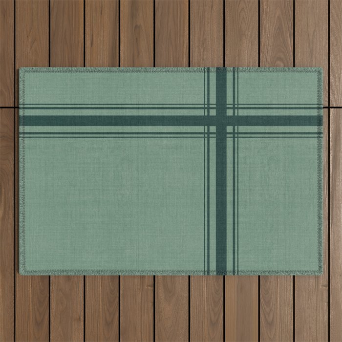 Minimal Plaid in Green Outdoor Rug Gallery Image 1