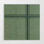 Minimal Plaid in Green Wood Wall Art Gallery Image 1