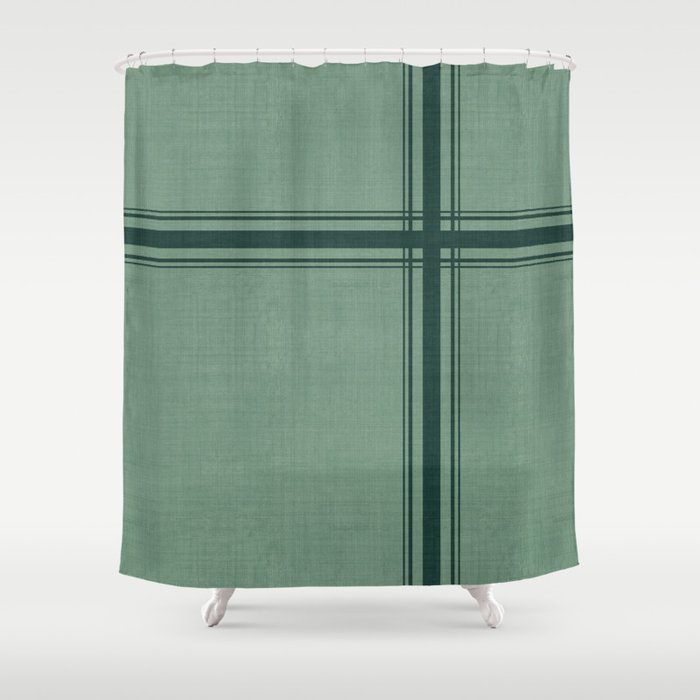 Minimal Plaid in Green Shower Curtain Gallery Image 1