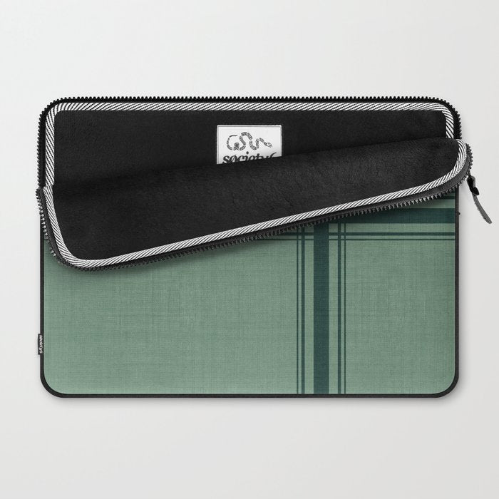 Minimal Plaid in Green Laptop Sleeve Gallery Image 2