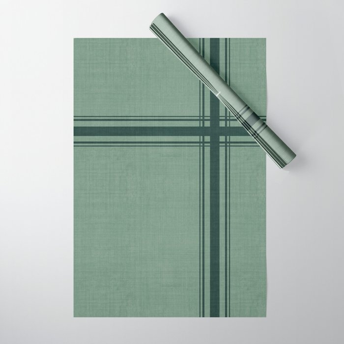 Minimal Plaid in Green Wrapping Paper Gallery Image 1