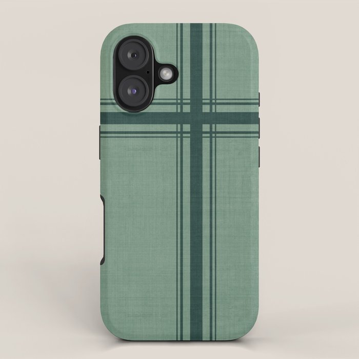 Minimal Plaid in Green iPhone Case Gallery Image 1