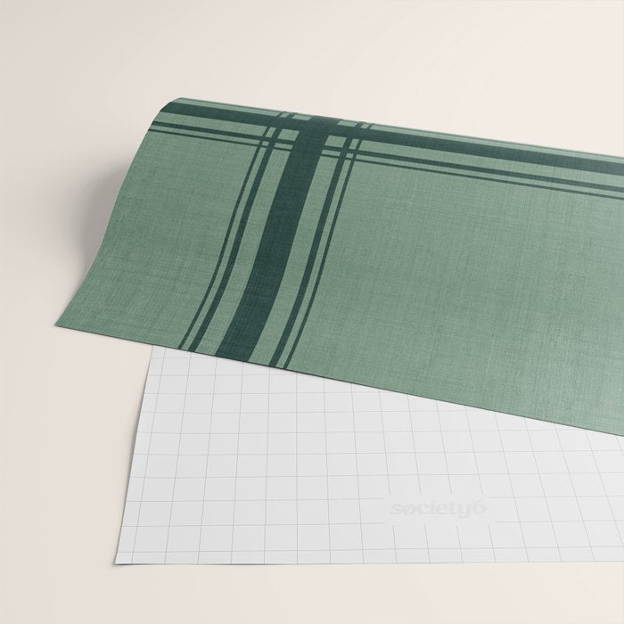 Minimal Plaid in Green Wrapping Paper Gallery Image 2