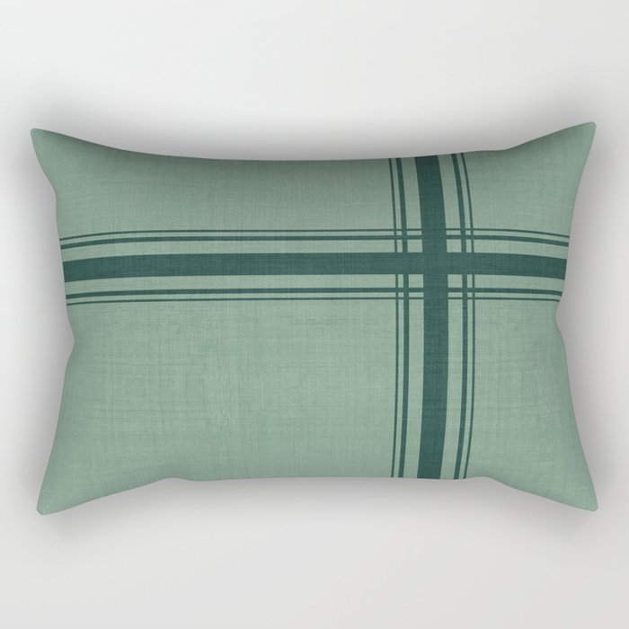 Minimal Plaid in Green Rectangular Pillow Gallery Image 1