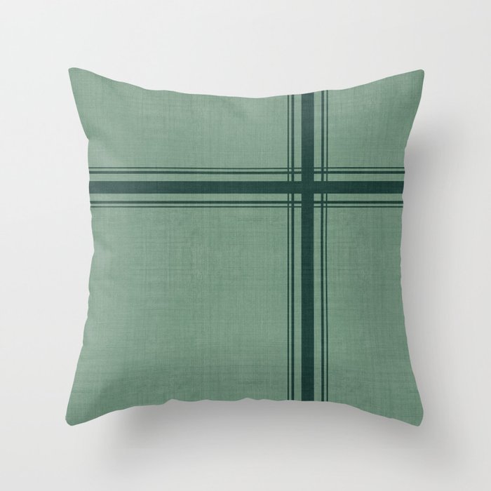 Minimal Plaid in Green Throw Pillow Gallery Image 6