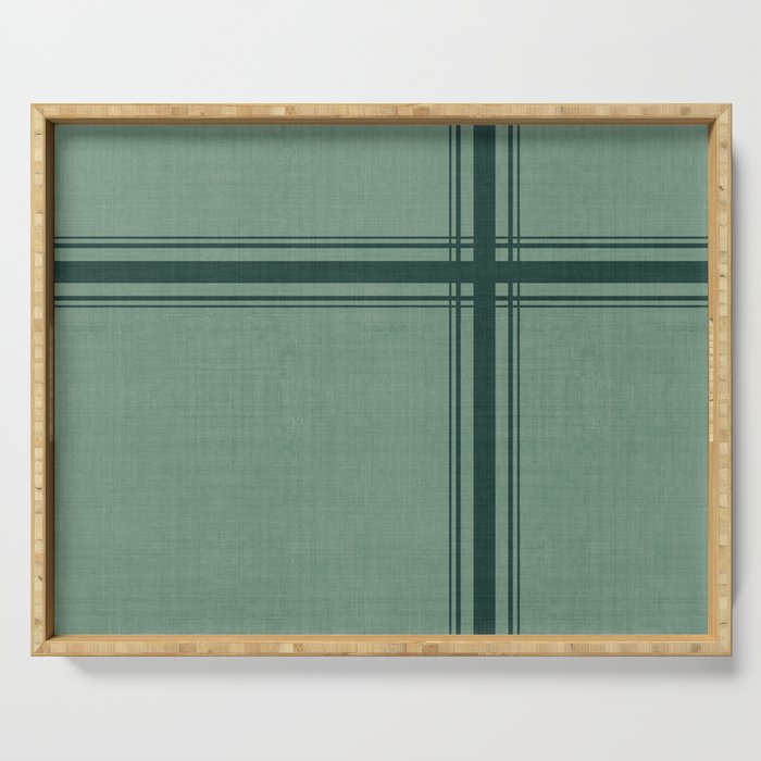 Minimal Plaid in Green Serving Tray Gallery Image 1