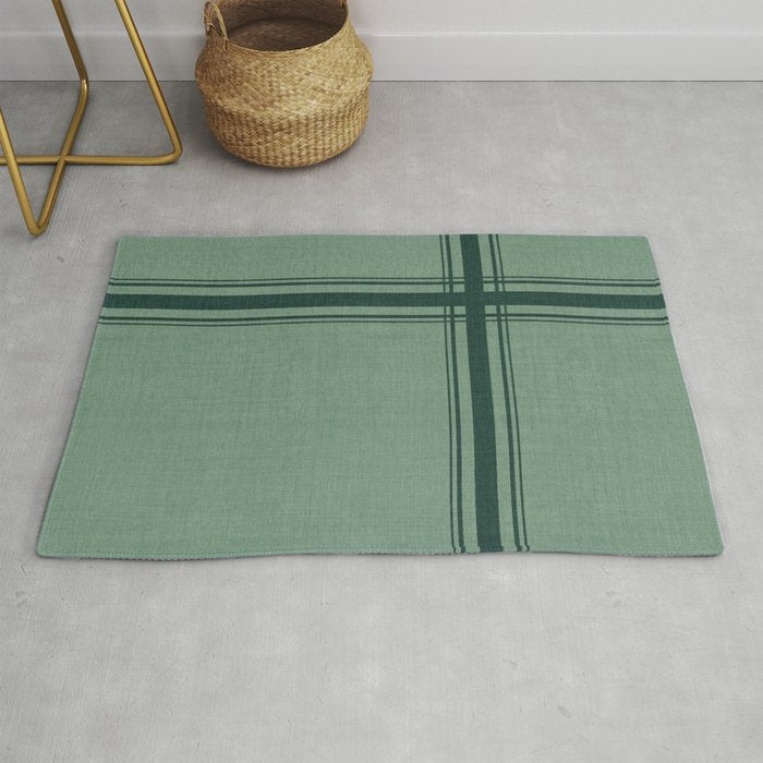 Minimal Plaid in Green Rug Gallery Image 1