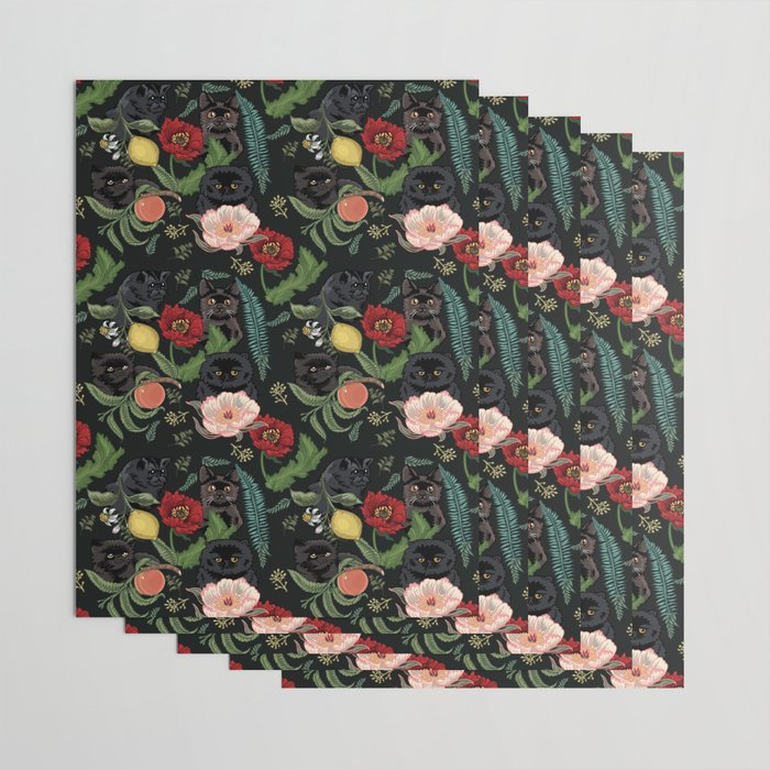 Botanical and Black Cats Wrapping Paper Gallery Image 3