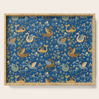 Dragons and Flowers on Classic Blue Serving Tray Gallery Image 1