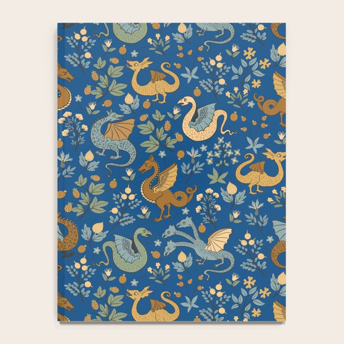 Dragons and Flowers on Classic Blue Notebook Gallery Image 4