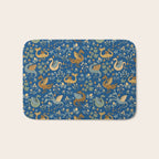 Dragons and Flowers on Classic Blue Bath Mat Gallery Image 1