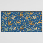 Dragons and Flowers on Classic Blue Desk Mat Gallery Image 3