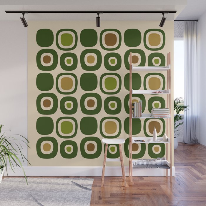 Mid Century Modern Modern Organic Shapes Pattern 321 Green Wall Mural Gallery Image 1