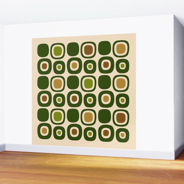 Mid Century Modern Modern Organic Shapes Pattern 321 Green Wall Mural Gallery Image 2