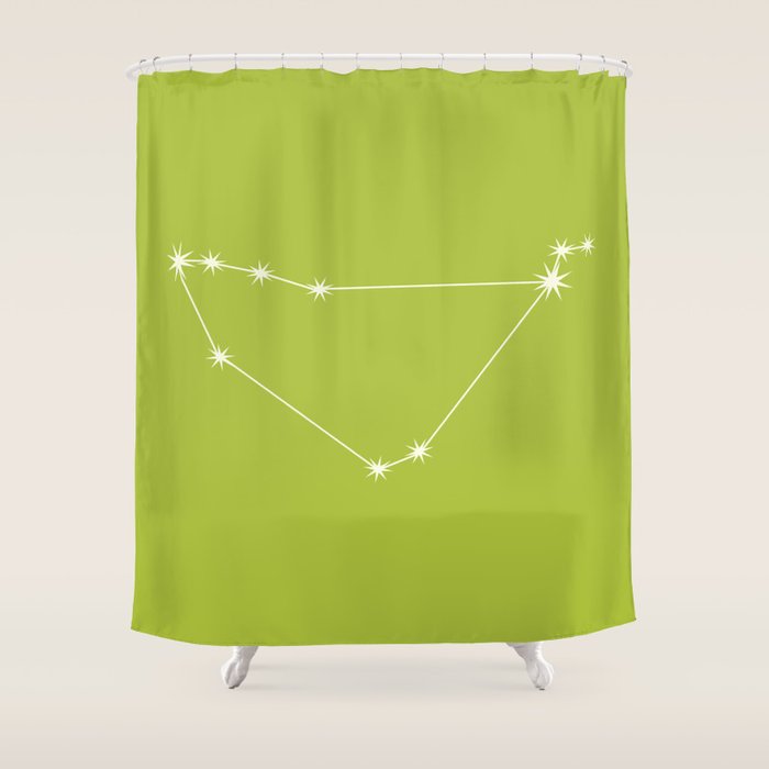 Capricorn Zodiac Star Constellation Line Art Chartreuse Green Shower Curtain Gallery Image 1