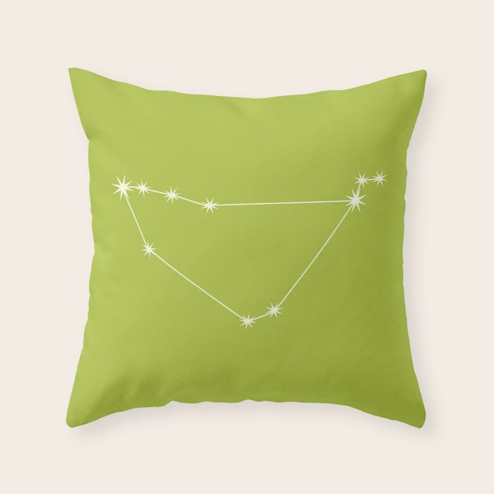 Capricorn Zodiac Star Constellation Line Art Chartreuse Green Throw Pillow Gallery Image 6