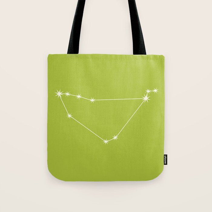 Capricorn Zodiac Star Constellation Line Art Chartreuse Green Tote Bag Gallery Image 1