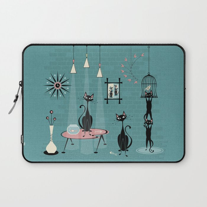 Mid Century Kitty Mischief - ©studioxtine Laptop Sleeve Gallery Image 1
