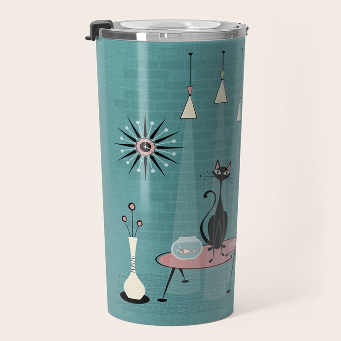 Mid Century Kitty Mischief - ©studioxtine Travel Mug Gallery Image 3