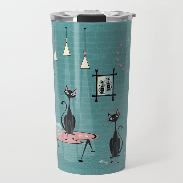 Mid Century Kitty Mischief - ©studioxtine Travel Mug Gallery Image 1