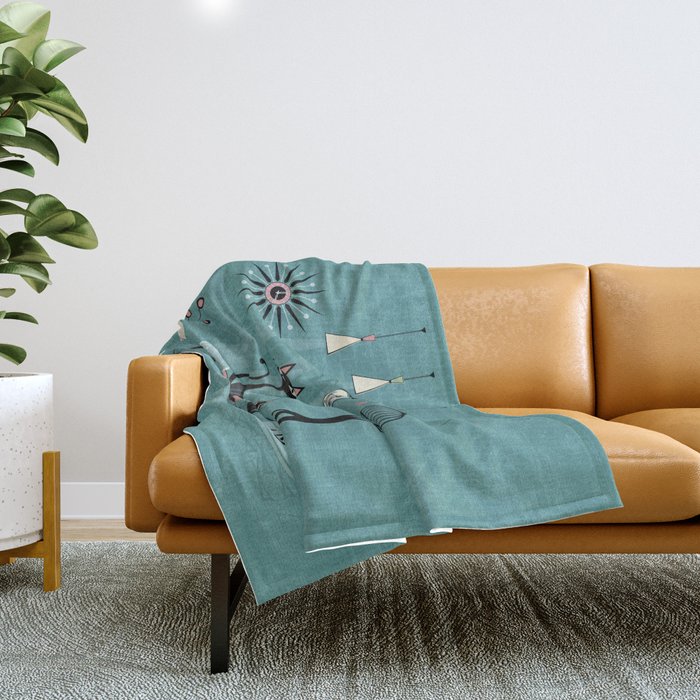 Mid Century Kitty Mischief - ©studioxtine Throw Blanket Gallery Image 1