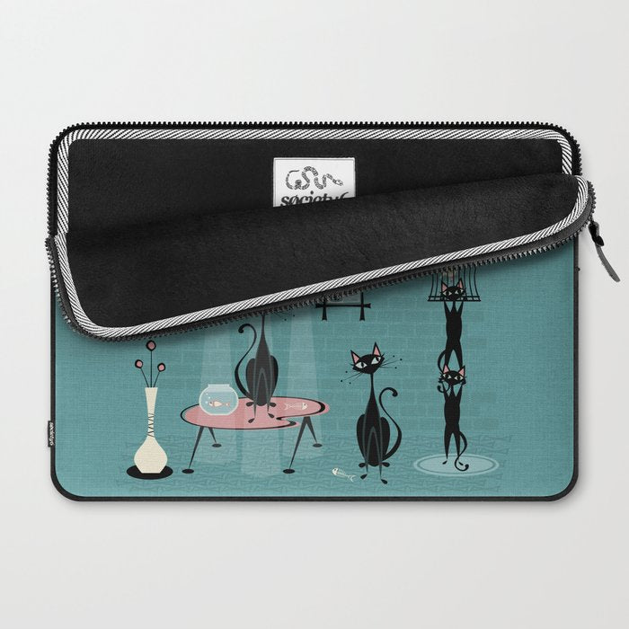 Mid Century Kitty Mischief - ©studioxtine Laptop Sleeve Gallery Image 2