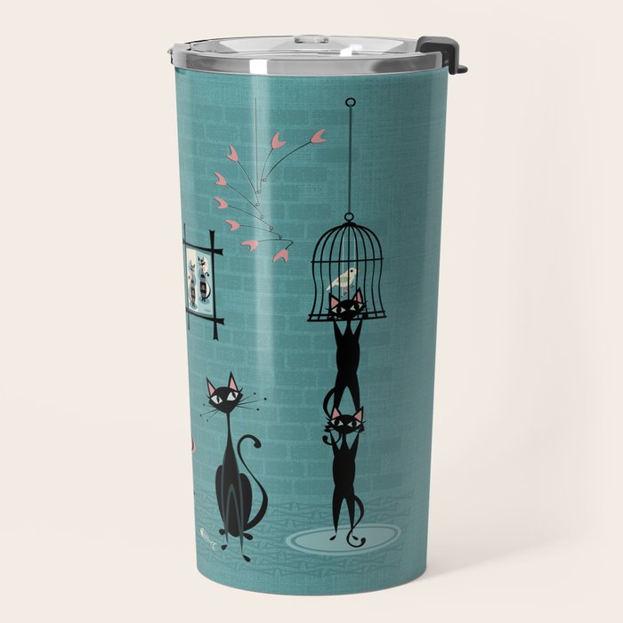 Mid Century Kitty Mischief - ©studioxtine Travel Mug Gallery Image 2