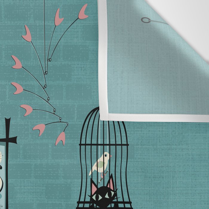 Mid Century Kitty Mischief - ©studioxtine Wall Tapestry Gallery Image 3