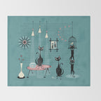 Mid Century Kitty Mischief - ©studioxtine Throw Blanket Gallery Image 2