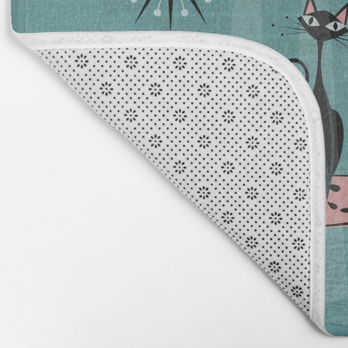 Mid Century Kitty Mischief - ©studioxtine Bath Mat Gallery Image 2
