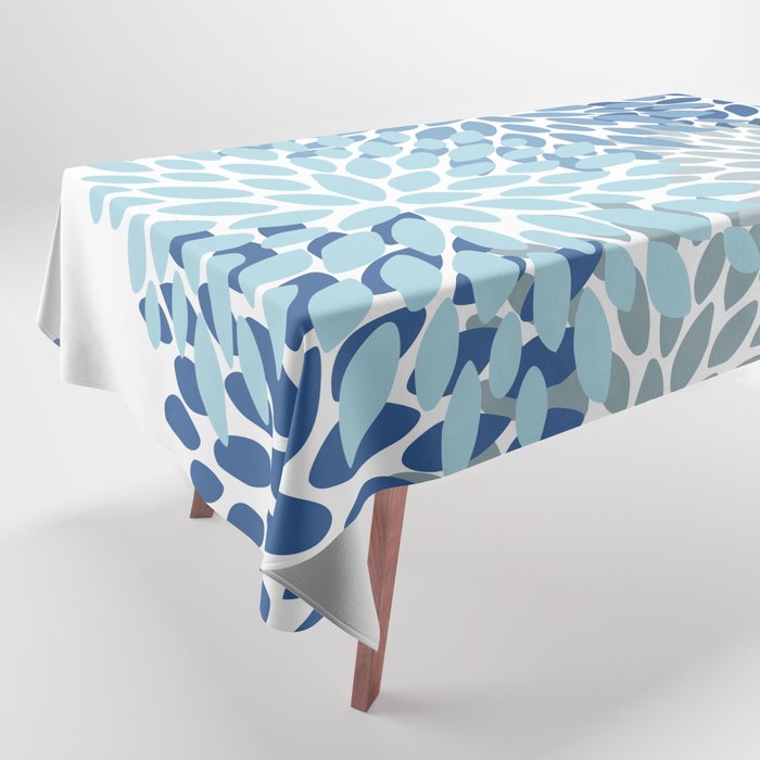 Festive, Floral Pattern, Blue and Gray, Floral Prints Tablecloth Gallery Image 1
