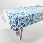 Festive, Floral Pattern, Blue and Gray, Floral Prints Tablecloth Gallery Image 1