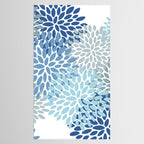 Festive, Floral Pattern, Blue and Gray, Floral Prints Tablecloth Gallery Image 2