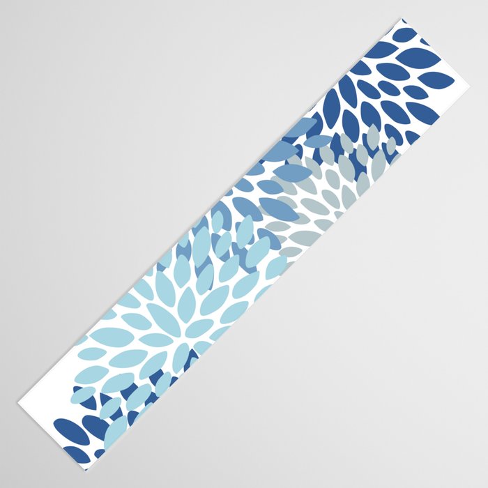 Festive, Floral Pattern, Blue and Gray, Floral Prints Table Runner Gallery Image 3