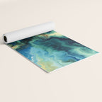 Marbled Ocean Abstract, Navy, Blue, Teal, Green Yoga Mat Gallery Image 2