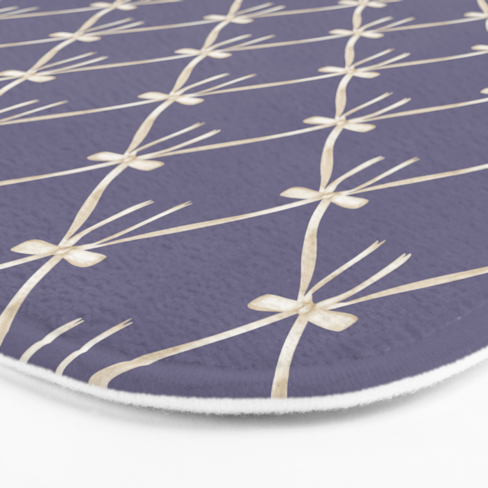 Bows & Ribbons Pattern XXXIII Neutral Lavender Purple Bath Mat Gallery Image 3