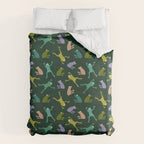 Frog party, fun frogs pattern dark Duvet Cover Gallery Image 6