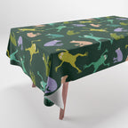 Frog party, fun frogs pattern dark Tablecloth Gallery Image 1
