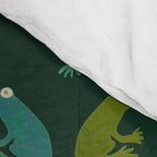 Frog party, fun frogs pattern dark Comforter Gallery Image 4