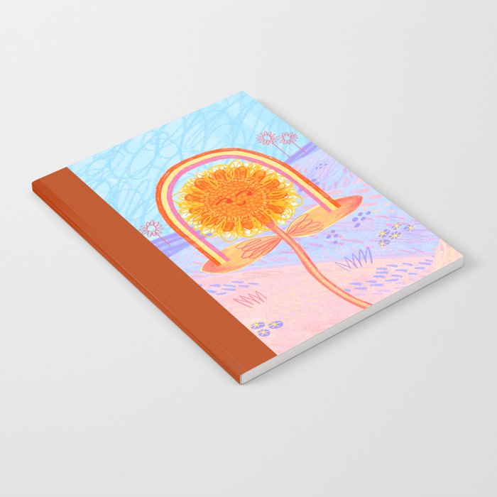 Retro Sunflower & Rainbow in Blue & Pink Notebook Gallery Image 2