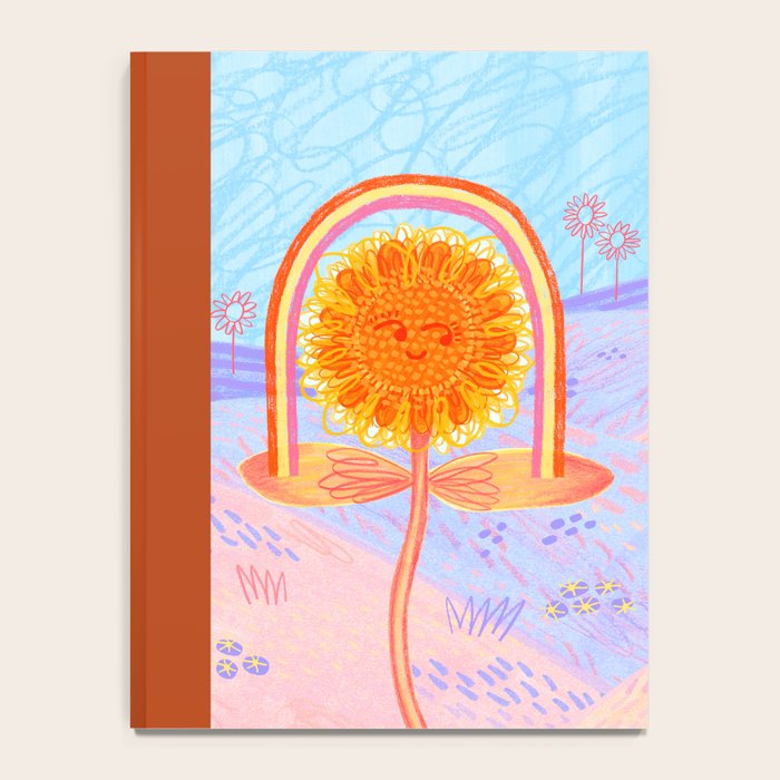 Retro Sunflower & Rainbow in Blue & Pink Notebook Gallery Image 4