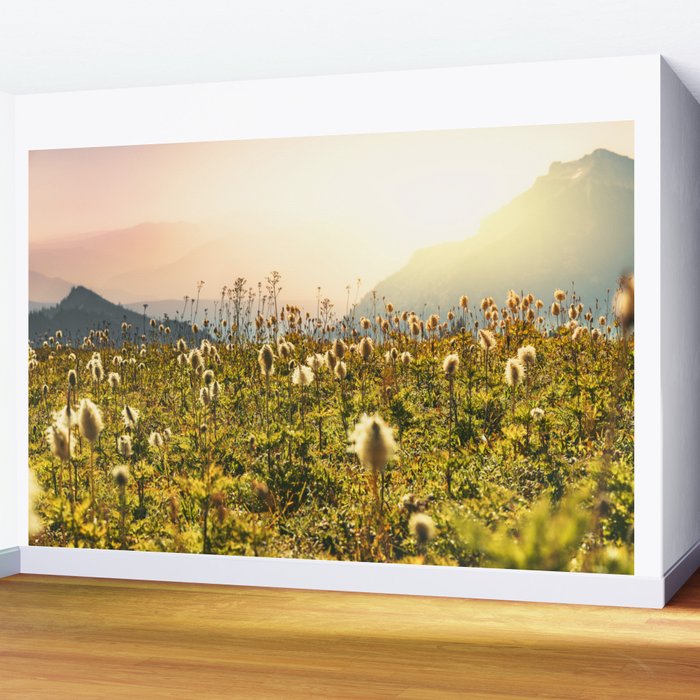 Wildflower Explosion - Mount Rainier National Park Wall Mural Gallery Image 2