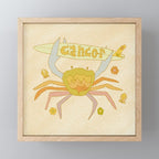 Cancer the surfy crab zodiac retro surf art by surfy birdy Mini Art Print Gallery Image 1