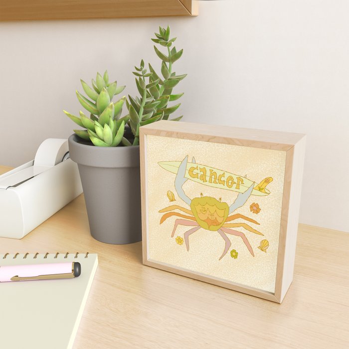 Cancer the surfy crab zodiac retro surf art by surfy birdy Mini Art Print Gallery Image 2