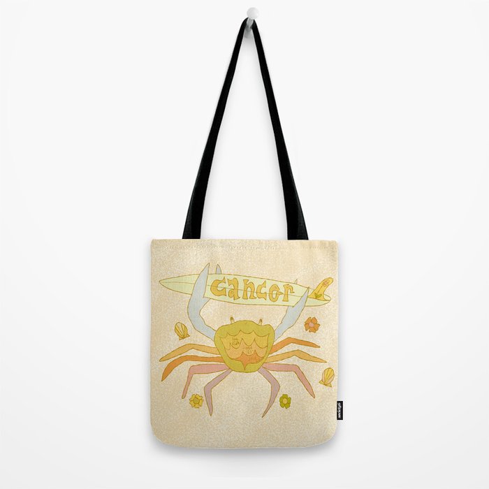Cancer the surfy crab zodiac retro surf art by surfy birdy Tote Bag Gallery Image 2