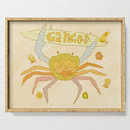 Cancer the surfy crab zodiac retro surf art by surfy birdy Serving Tray Gallery Image 1